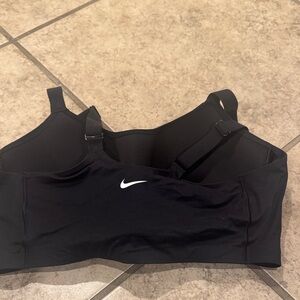 Nike Women's Black Sports Bra with White Logo